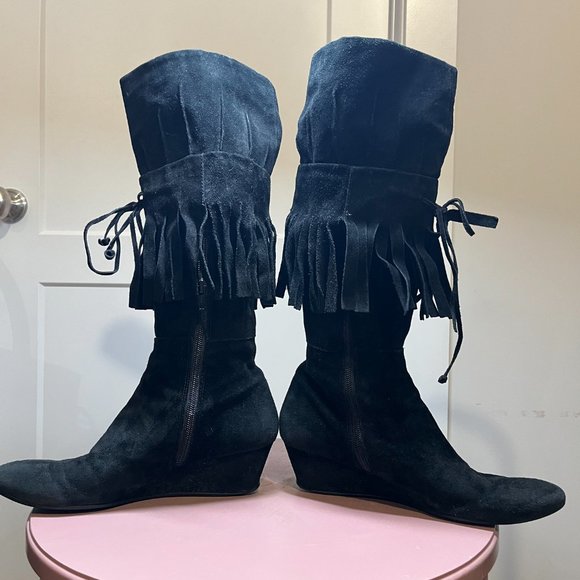 NINE WEST suede boot tall black - Picture 4 of 7